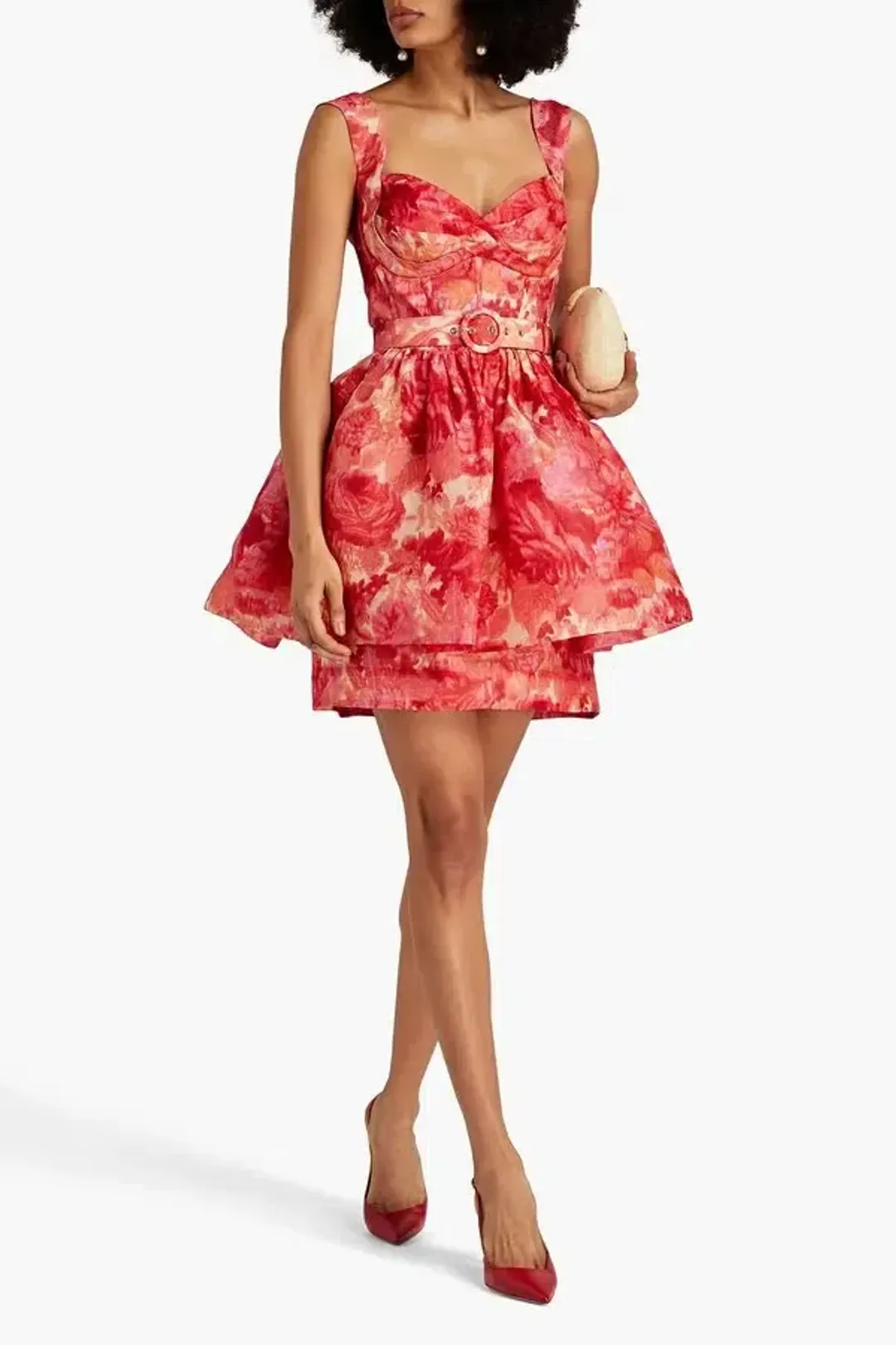 Zimmermann High Tide Mini Dress in Pink Ikat Floral Size 1 / AU 10 for rent on The Volte - main image