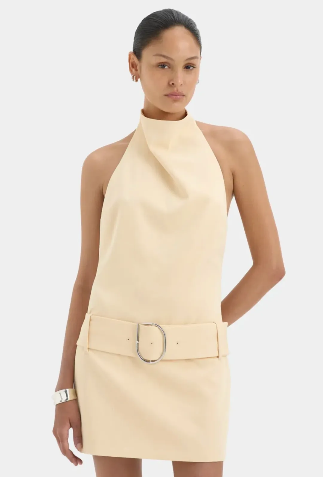 SABINA BELTED MINI DRESS BUTTER SIZE 1/8 for rent on The Volte - main image