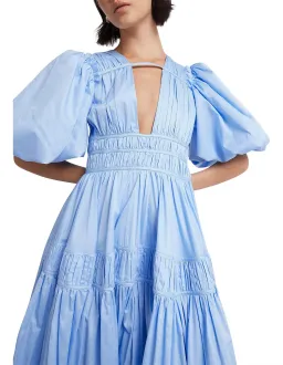 Aje Fallingwater Midi Dress Blue Ruched Size 8 for rent on The Volte - image 4