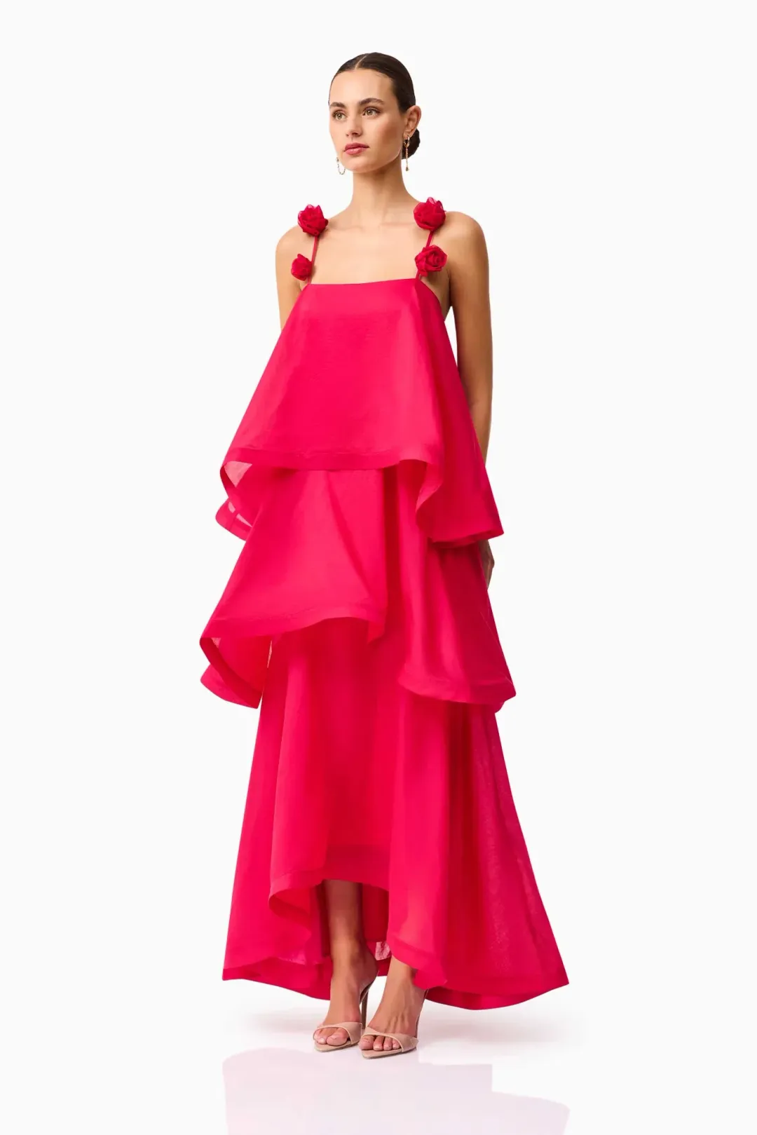 Elliatt Thalia Tiered Gown in Pink Size M/ 10 for rent on The Volte - main image