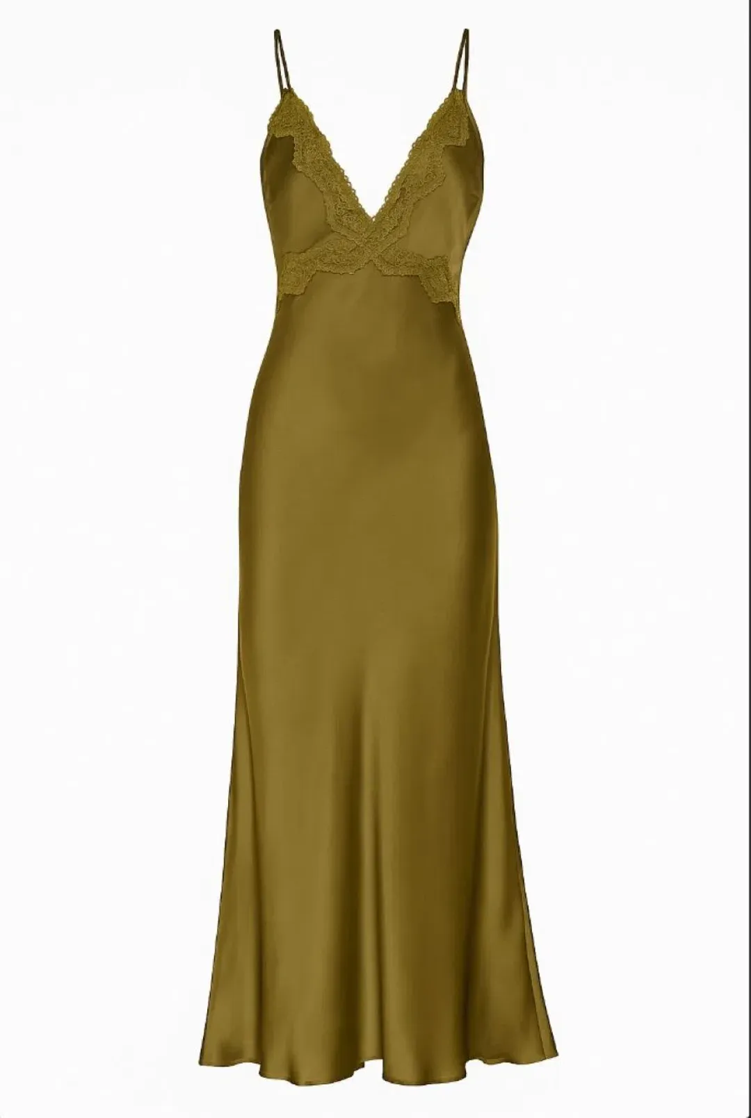 Spell Boudoir Slip Midi Dress Olive Green Size XS /Au 6 for rent on The Volte - main image