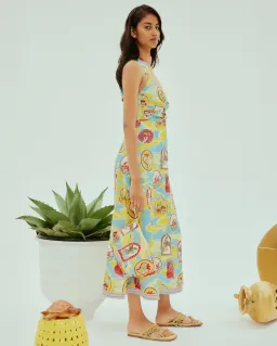 Alemais Emilio Midi Dress Size AU 8 Halterneck European Flax Linen Bust Peephole for rent on The Volte - image 2