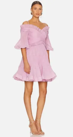 ZIMMERMAN Pleated off shoulder mini in lilac for rent on The Volte - image 2