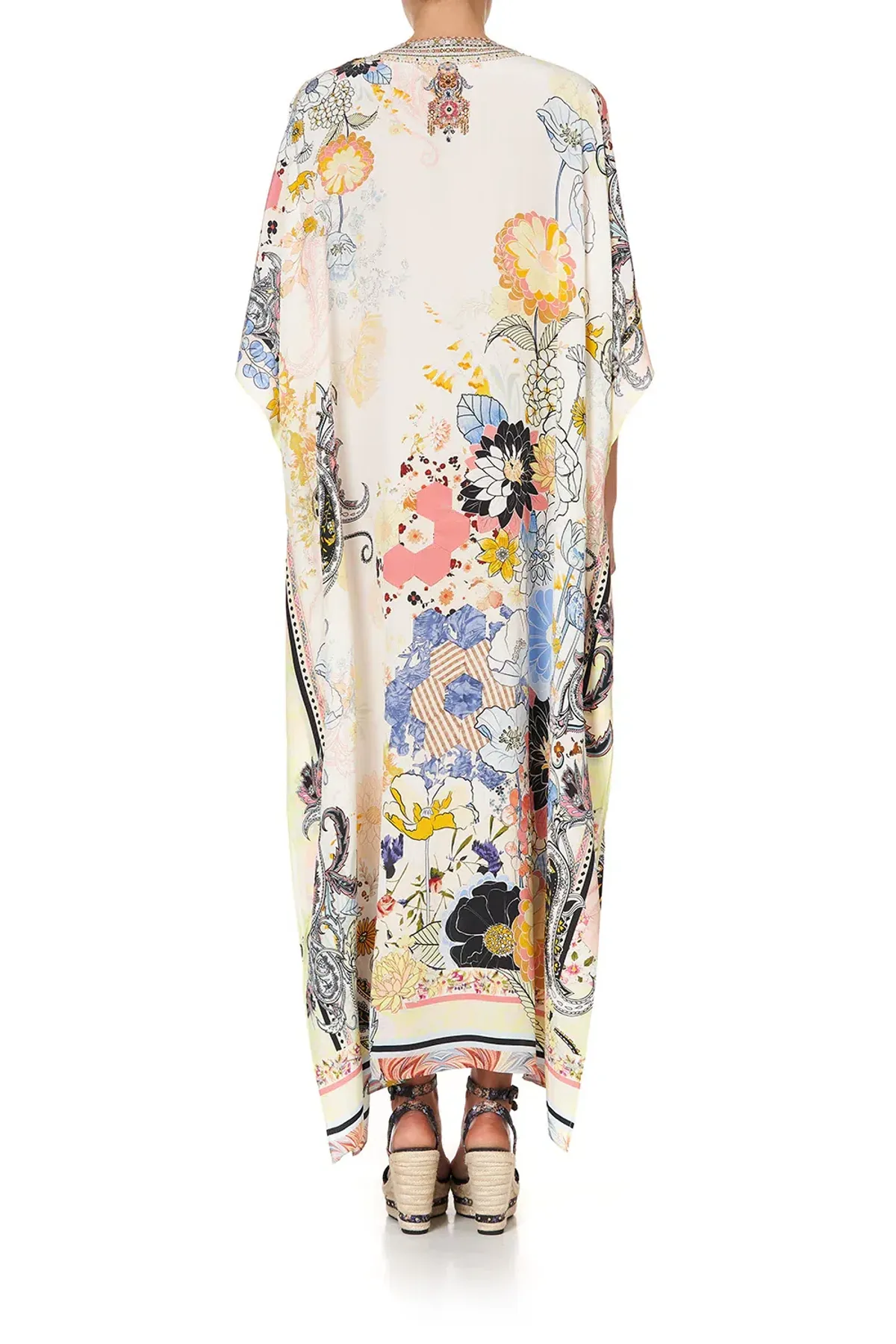 Camilla Lace Up Kaftan Britain Bouquet OS - Image 6