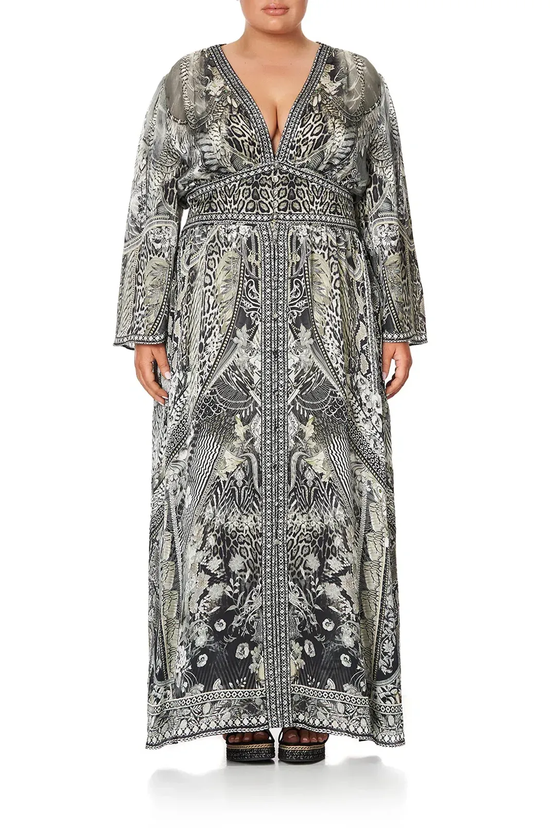 Camilla Kimono Sleeve Dress With Shirring Detail One Tribe size 3XL for rent on The Volte - main image