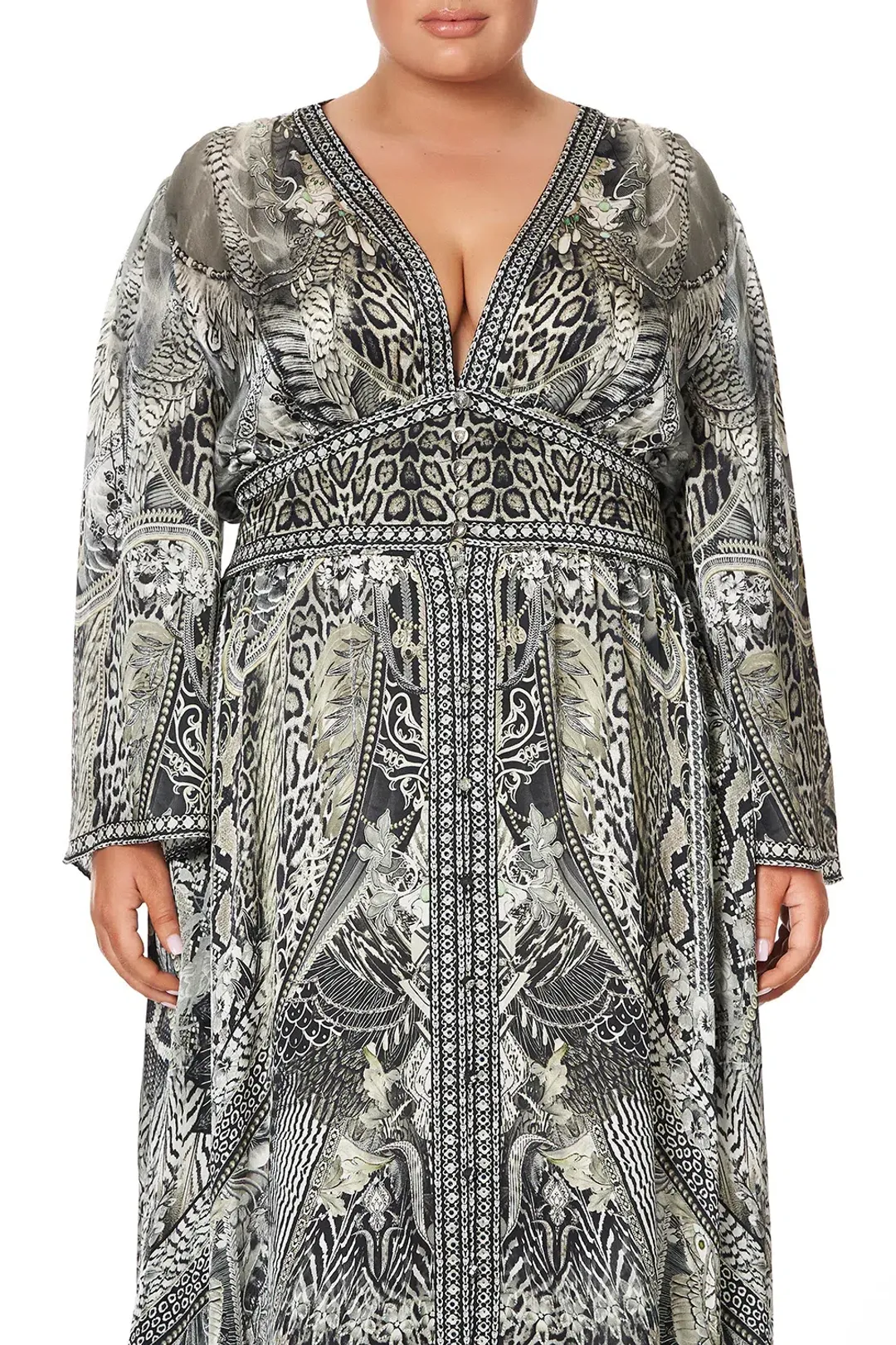 Camilla Kimono Sleeve Dress With Shirring Detail One Tribe size 3XL for rent on The Volte - main image