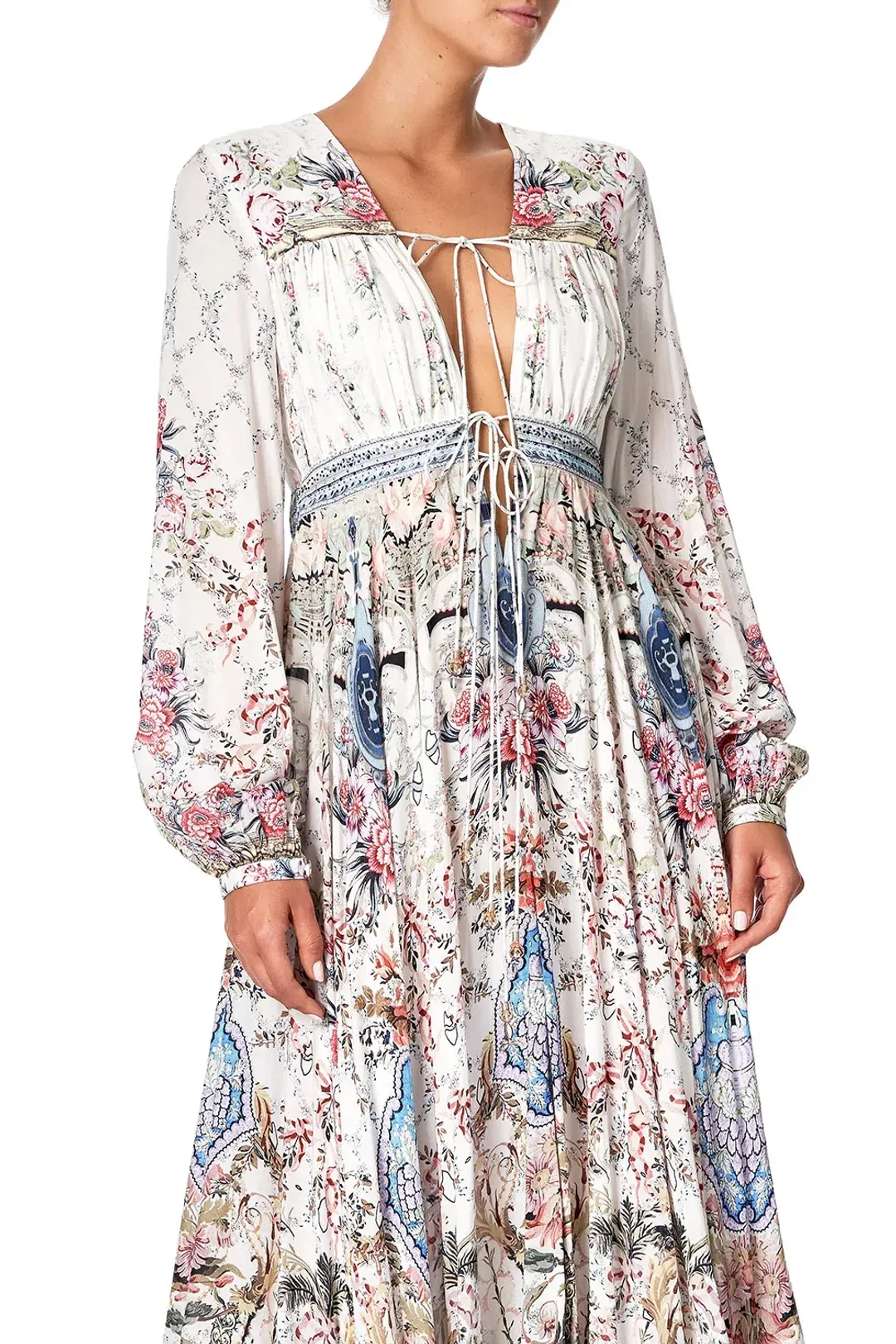 Camilla Peasant Dress With Tie Front Southern Belle size XXL for rent on The Volte - main image