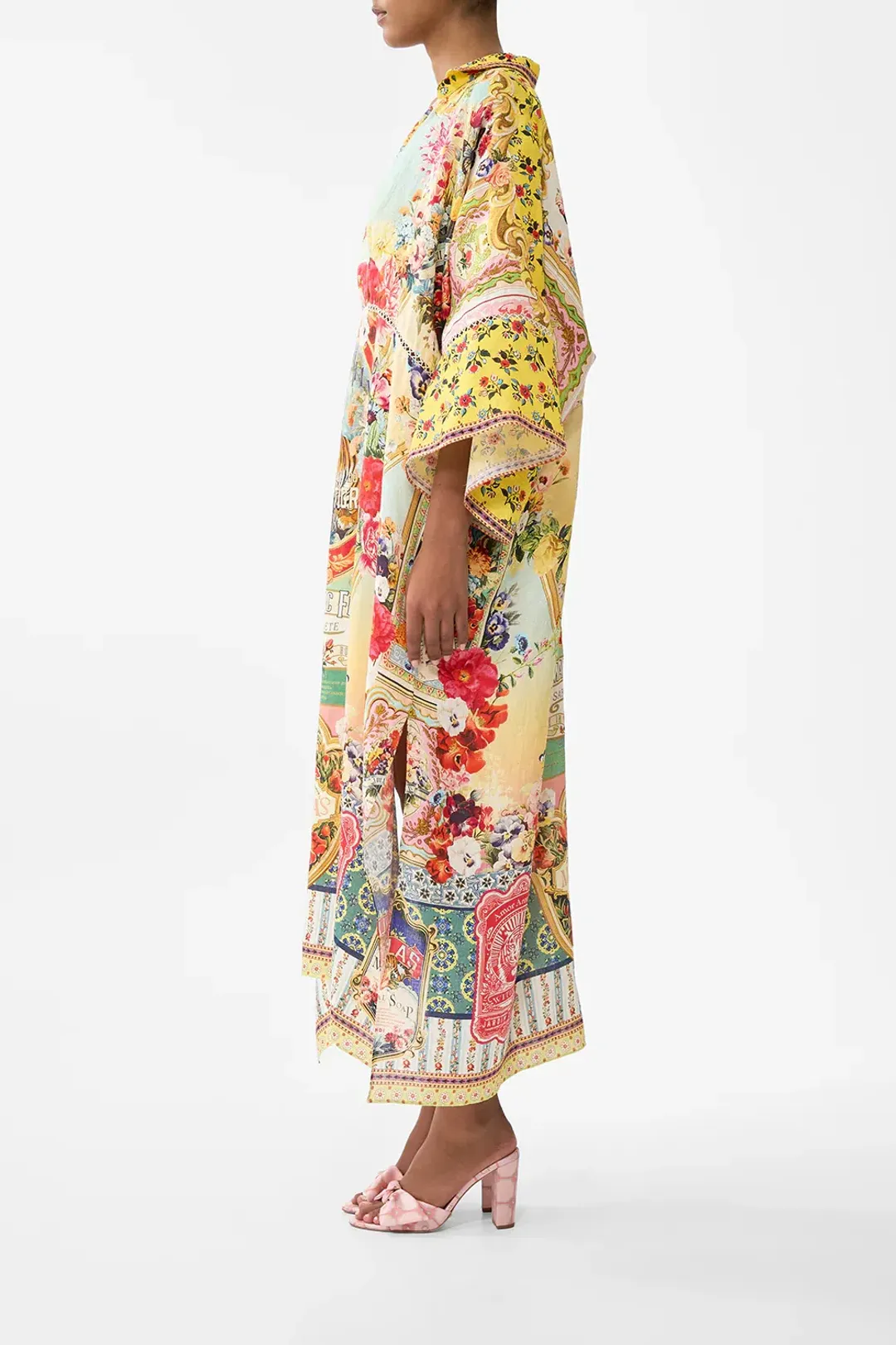 Camilla Deep V Kaftan With Cut-Out Detail Aromatic Tiger Flower size XL/XXL for rent on The Volte - main image