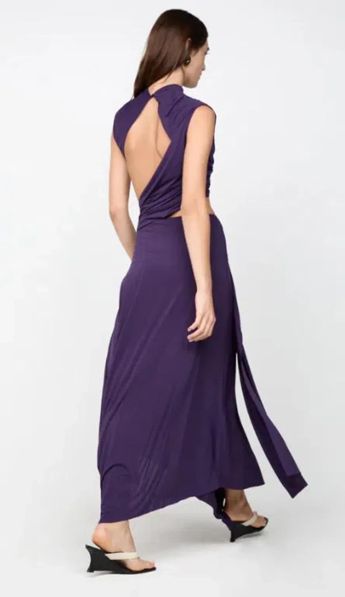 Bec and Bridge Leihla Draped Midi Dress in Deep Violet Size 6 - Image 3