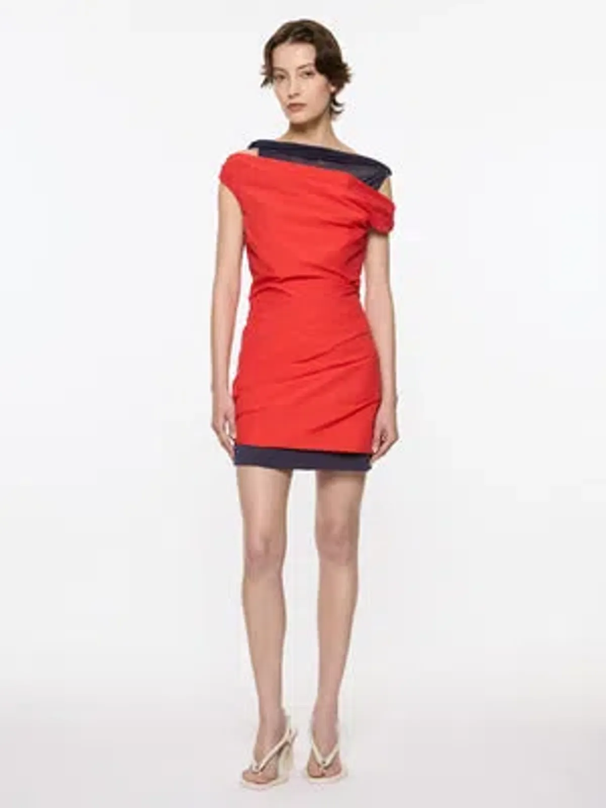 Paris Georgia Atlas Mini Dress | Red/Navy Size XS - Image 3