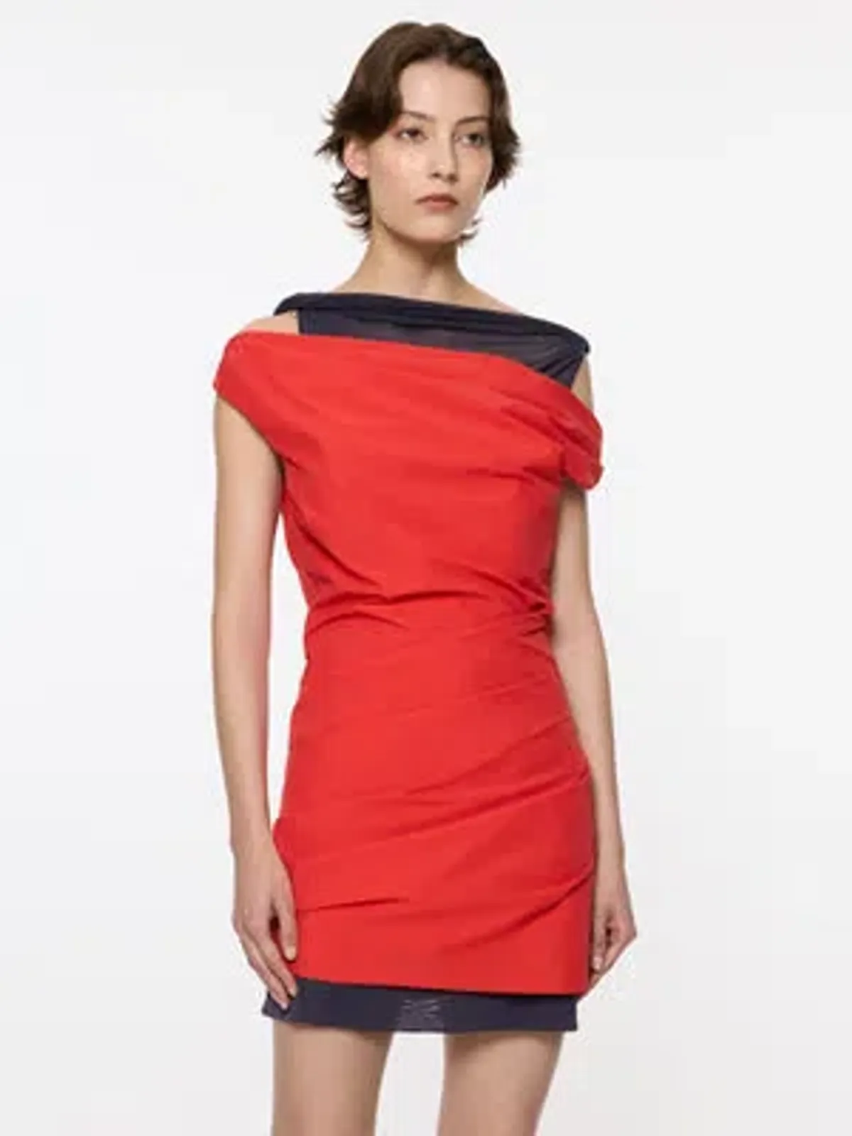 Paris Georgia Atlas Mini Dress | Red/Navy Size M - Image 2