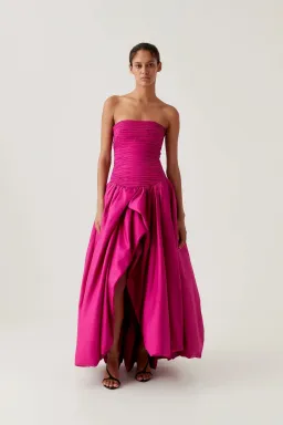 Aje Violette Bubble Hem Maxi Dress - Deep Magenta for rent on The Volte - image 1