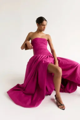 Aje Violette Bubble Hem Maxi Dress - Deep Magenta for rent on The Volte - image 2