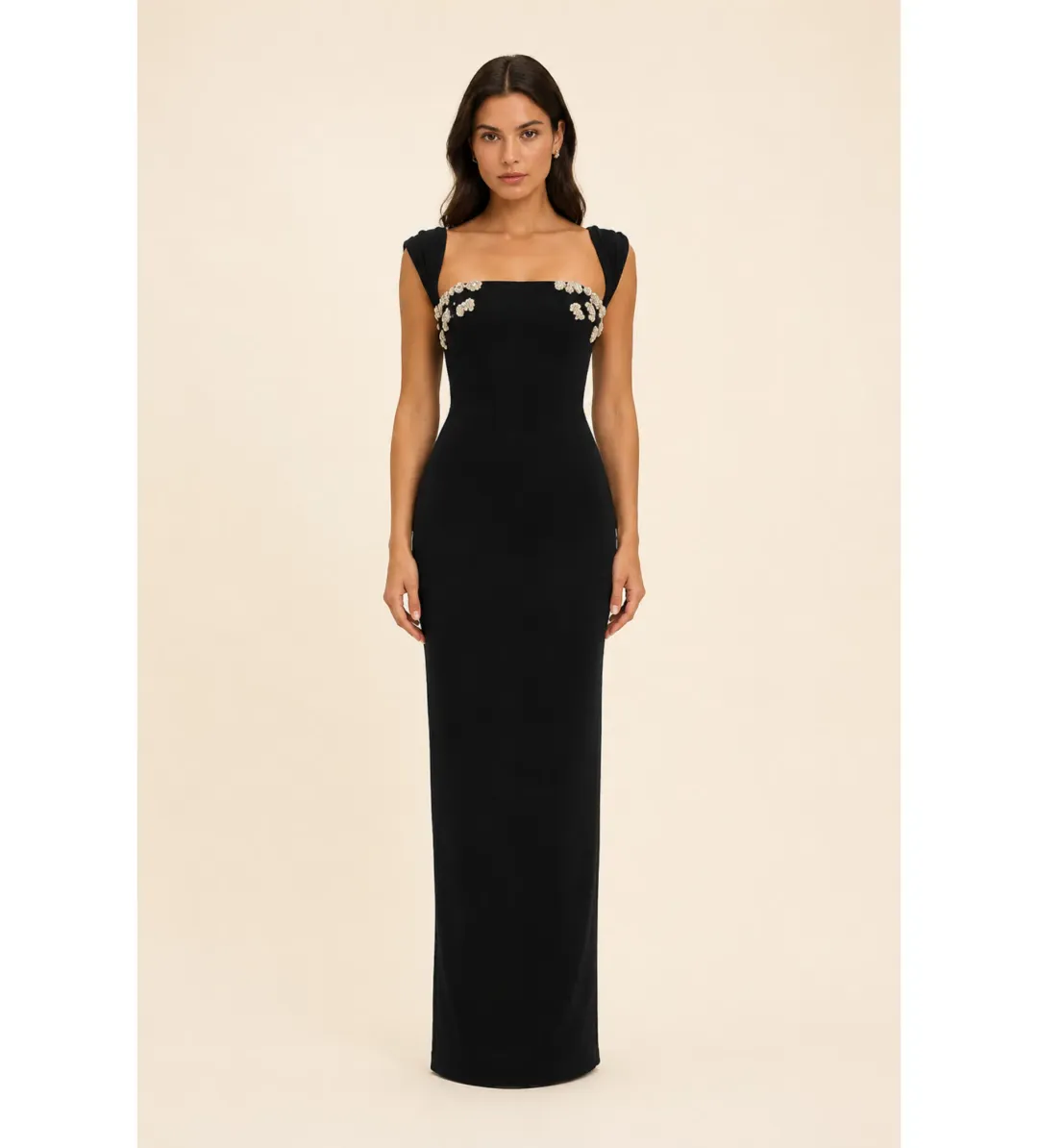Rachel Gilbert Malia Gown with Crystal Embellishments in Black Size AU6 for rent on The Volte - main image