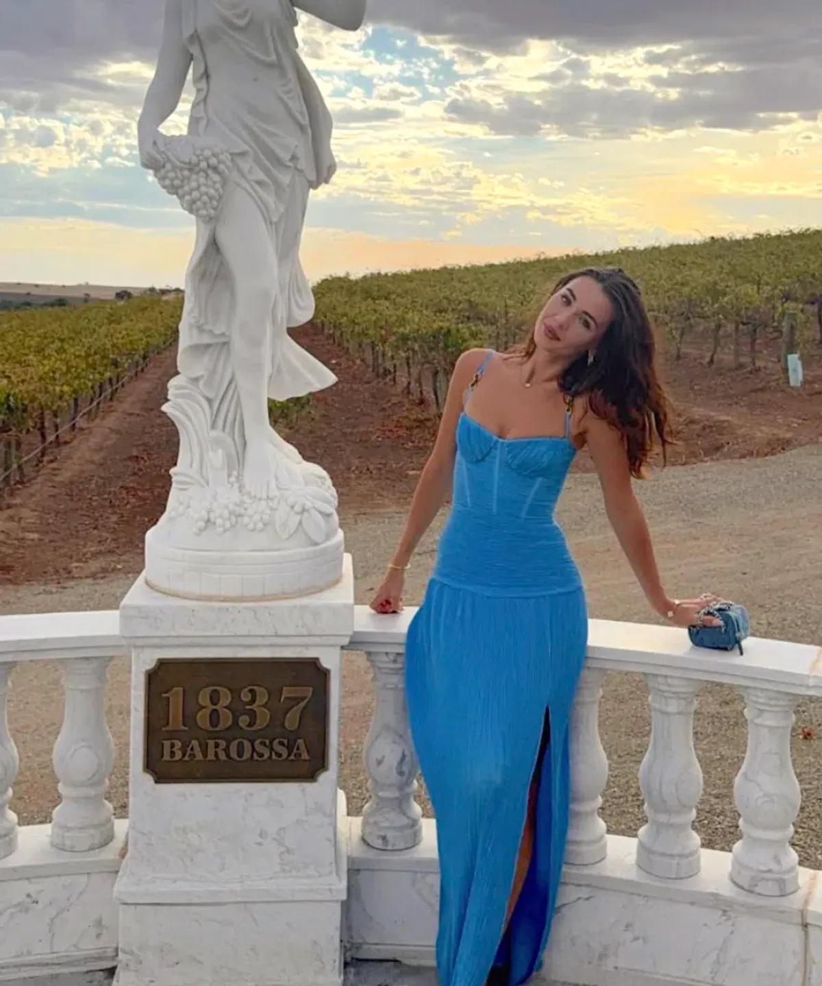 Double Time Pleat Gown Cerulean Blue Size 8 - Image 2