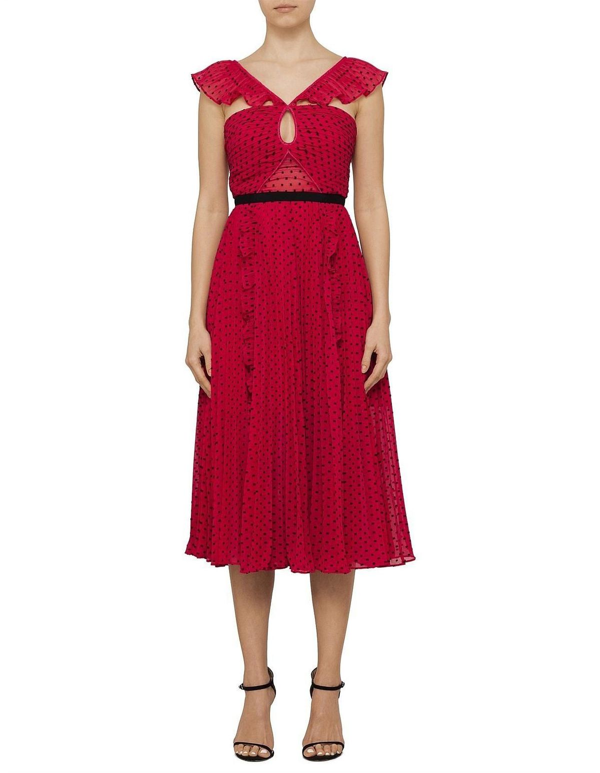 Self portrait fuchsia polka dot midi dress Size 10 - Image 1