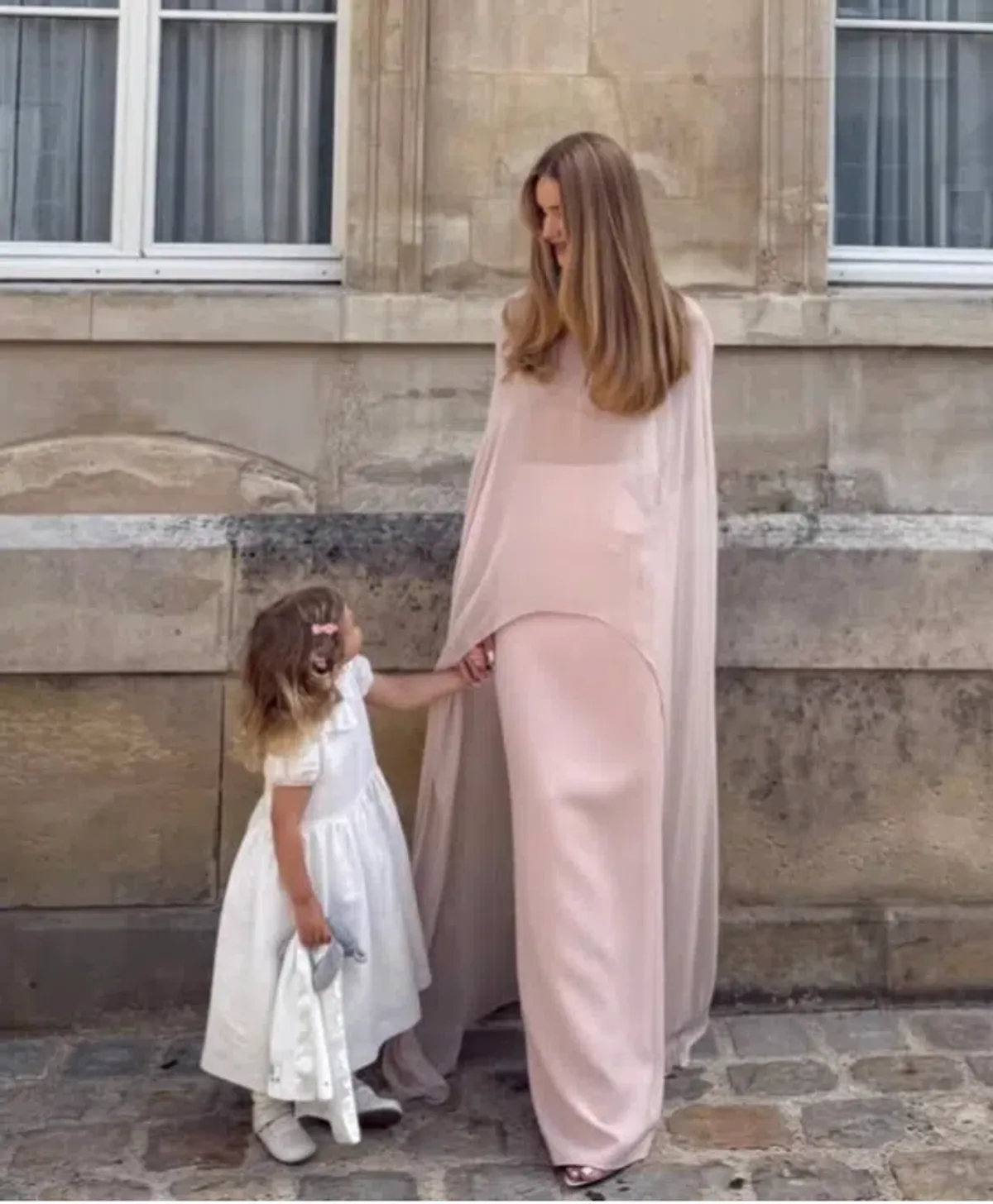 Custom Cape Sequin Gown | Pale Pink Small (8) - Image 3