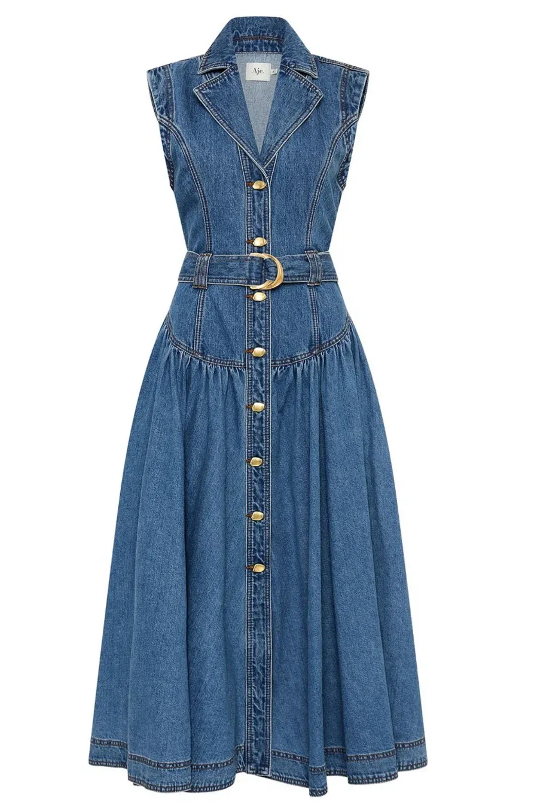 Aje Elena Blue Denim Midi Dress Size 10 for rent on The Volte - main image