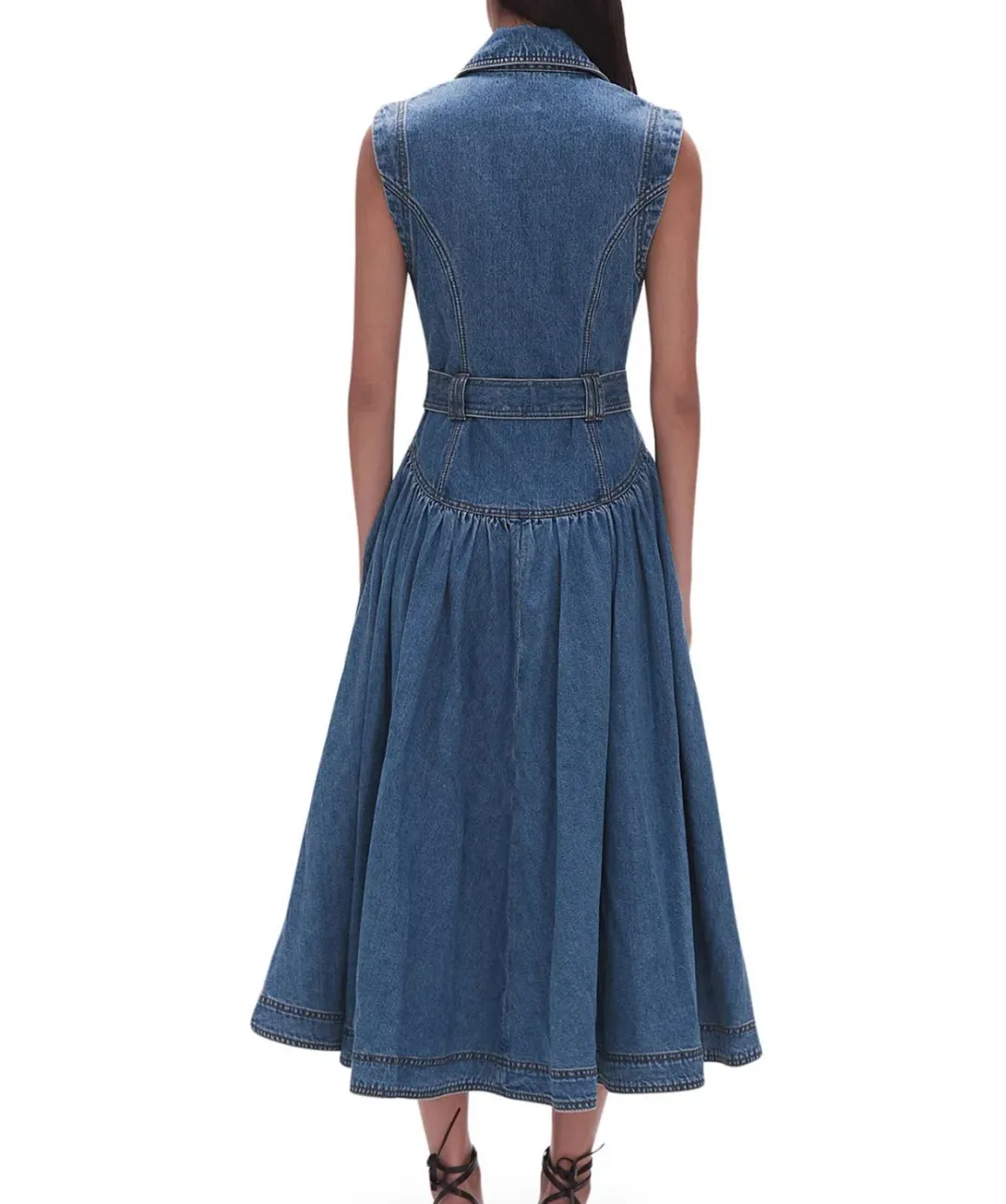 Aje Elena Blue Denim Midi Dress Size 10 for rent on The Volte - main image