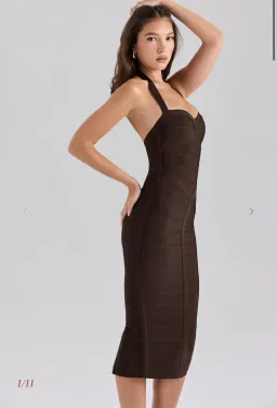 House of cb THE SUPERMODEL Chocolate Halter Midi Bandage Dress Size S for rent on The Volte - image 3