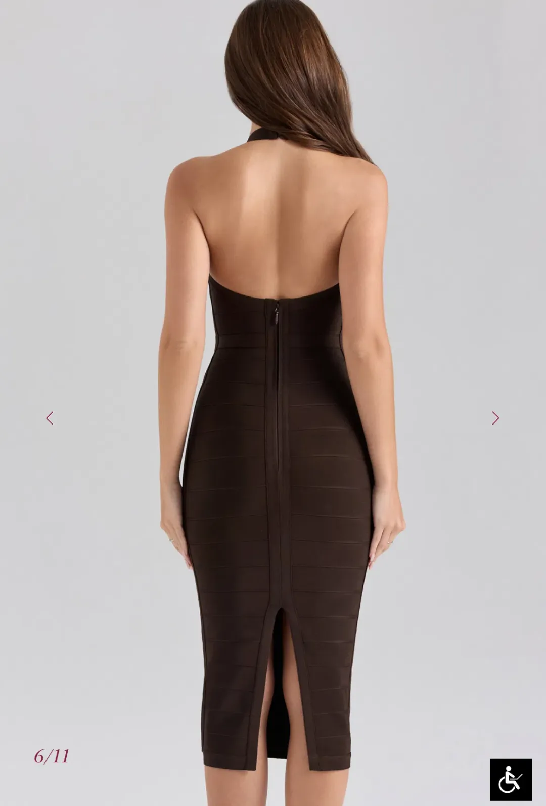 House of cb THE SUPERMODEL Chocolate Halter Midi Bandage Dress Size S for rent on The Volte - main image