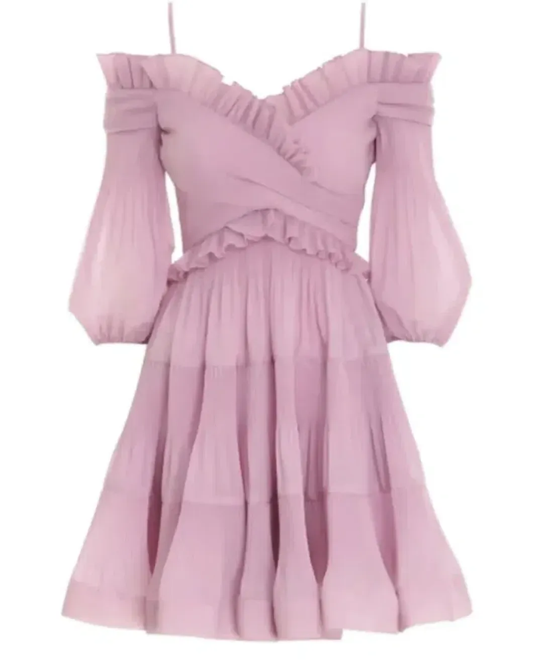 zimmermann pleated off the shoulder mini dress size 1 for rent on The Volte - main image
