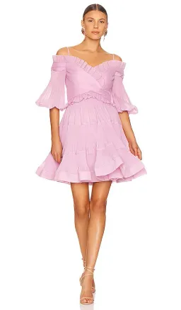 zimmermann pleated off the shoulder mini dress size 1 for rent on The Volte - image 3