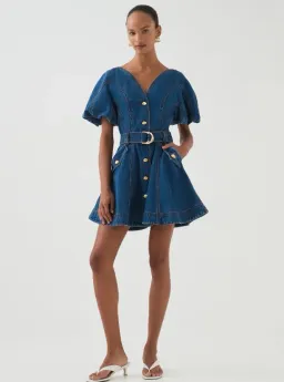 AJE Harper Denim Mini Dress Size AU8 for rent on The Volte - image 1
