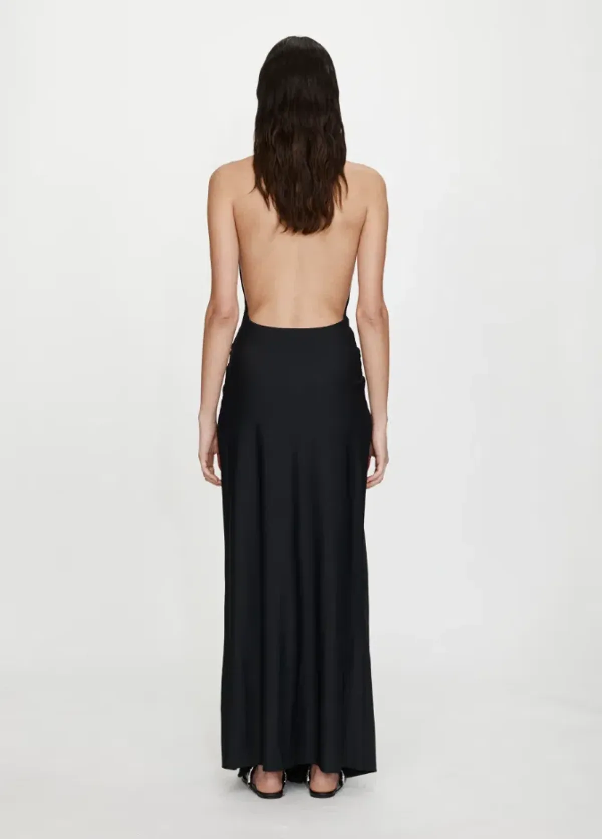 Christopher Esber Crystal Pendant Ruched Lycra Halter Dress Black Size 10 - Image 2