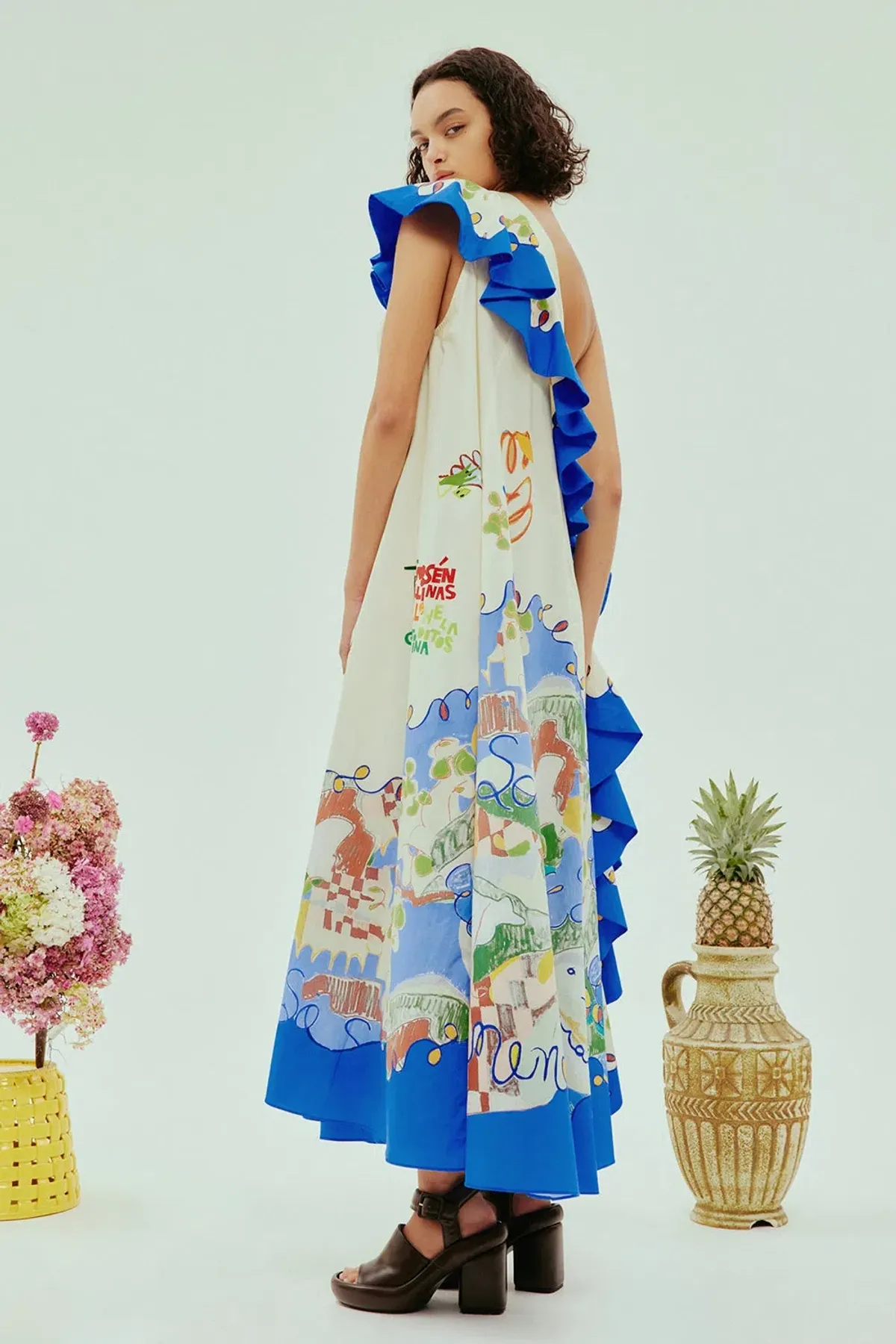 Alemais Nadia One Shoulder Ruffle Dress Print Size AU 14 - Image 3