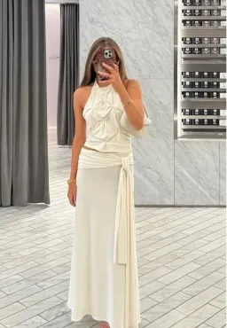 Donna's Daughter, Suki set, maxi, white, size 8 for rent on The Volte - image 1