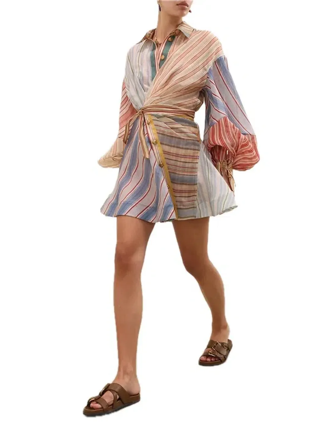 Zimmermann Rebellion Striped Mini Dress in Spliced Stripes Size 1 / AU 10 for rent on The Volte - main image