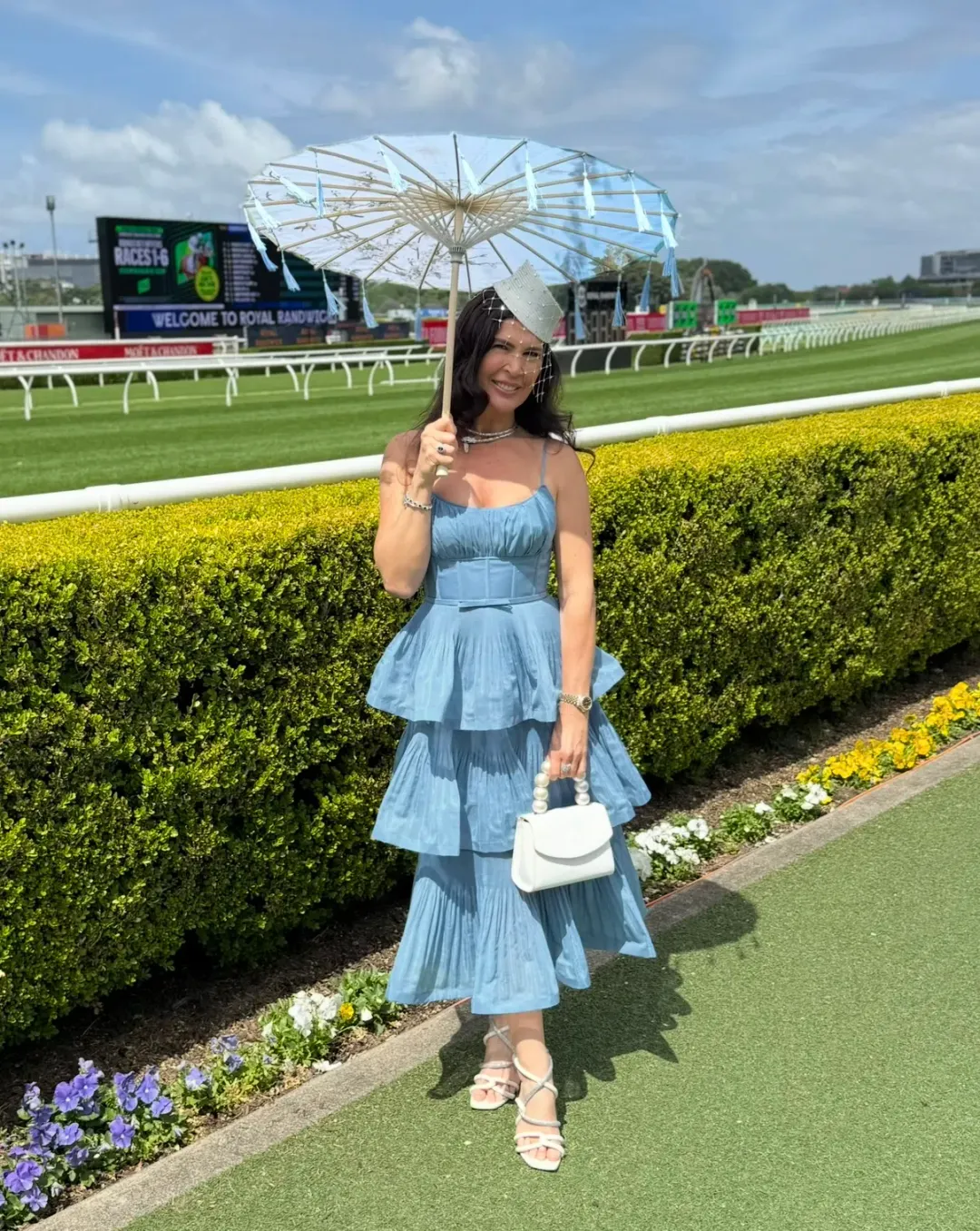 Zimmermann Deep Blue Pleated Tiered Midi s0 for rent on The Volte - main image