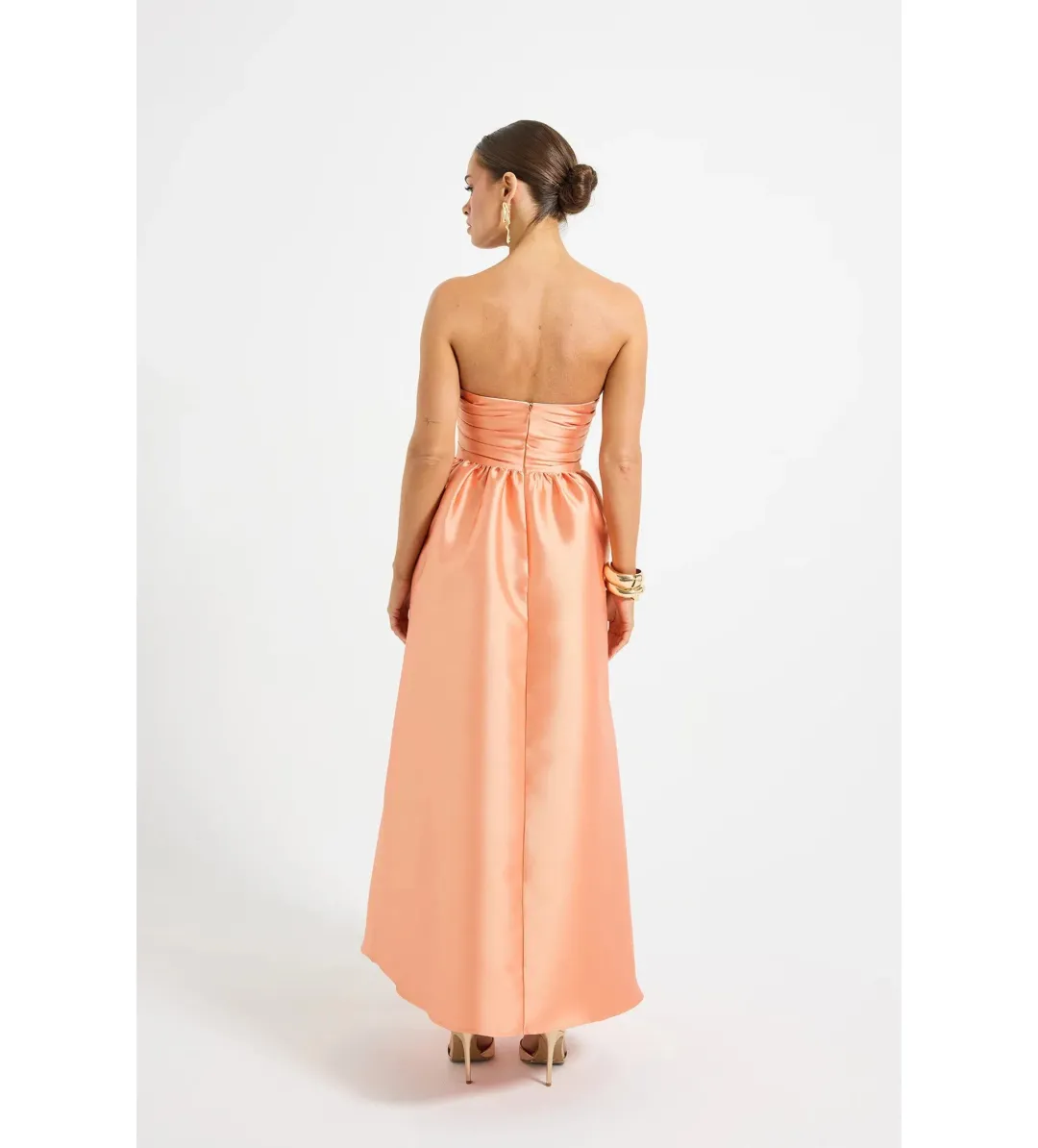 Pasduchas Pippa Strapless Midi Dress Sunset Size AU 8 for rent on The Volte - main image