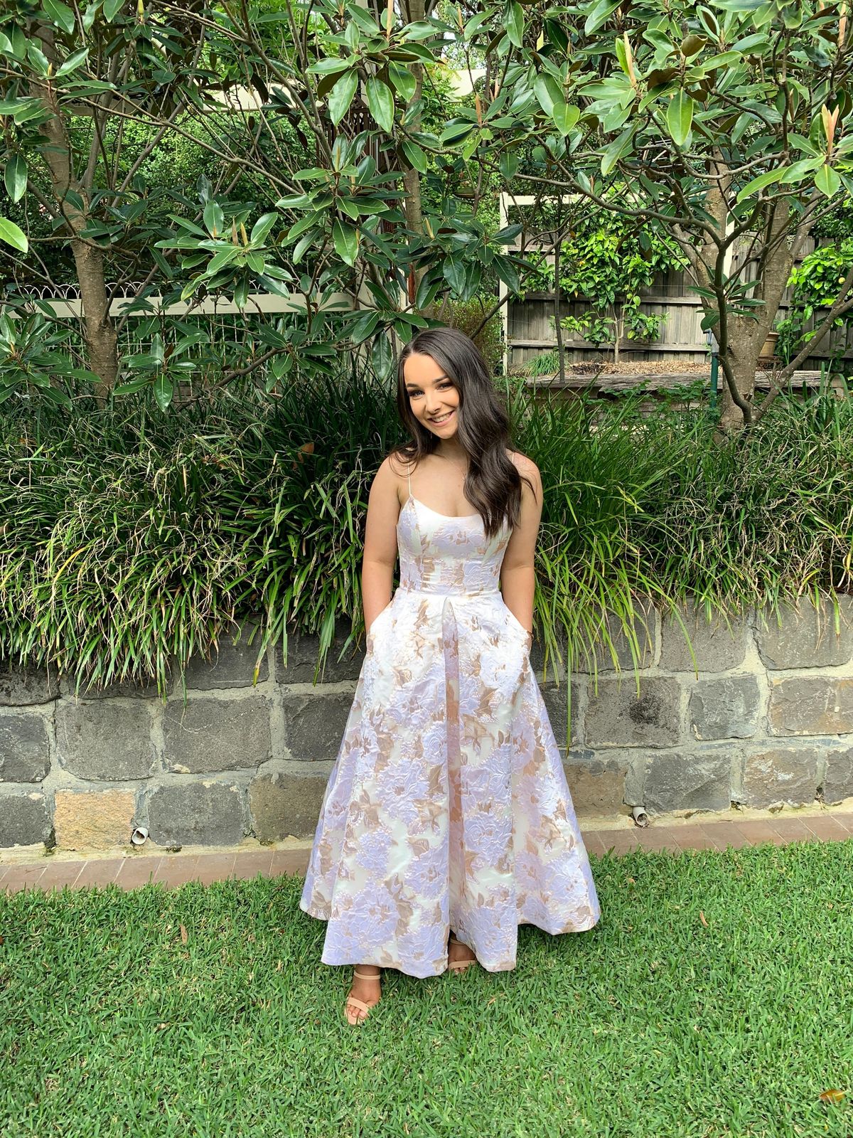 Bariano Layla Scoop Neck Midi Dress Floral Size 6 - Image 3