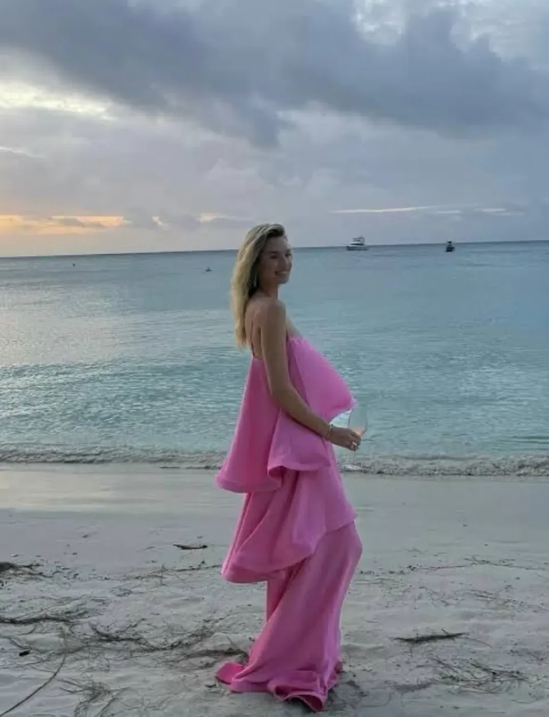 Elliatt Tilly Tiered Maxi Dress Pink Size 10 for rent on The Volte - main image