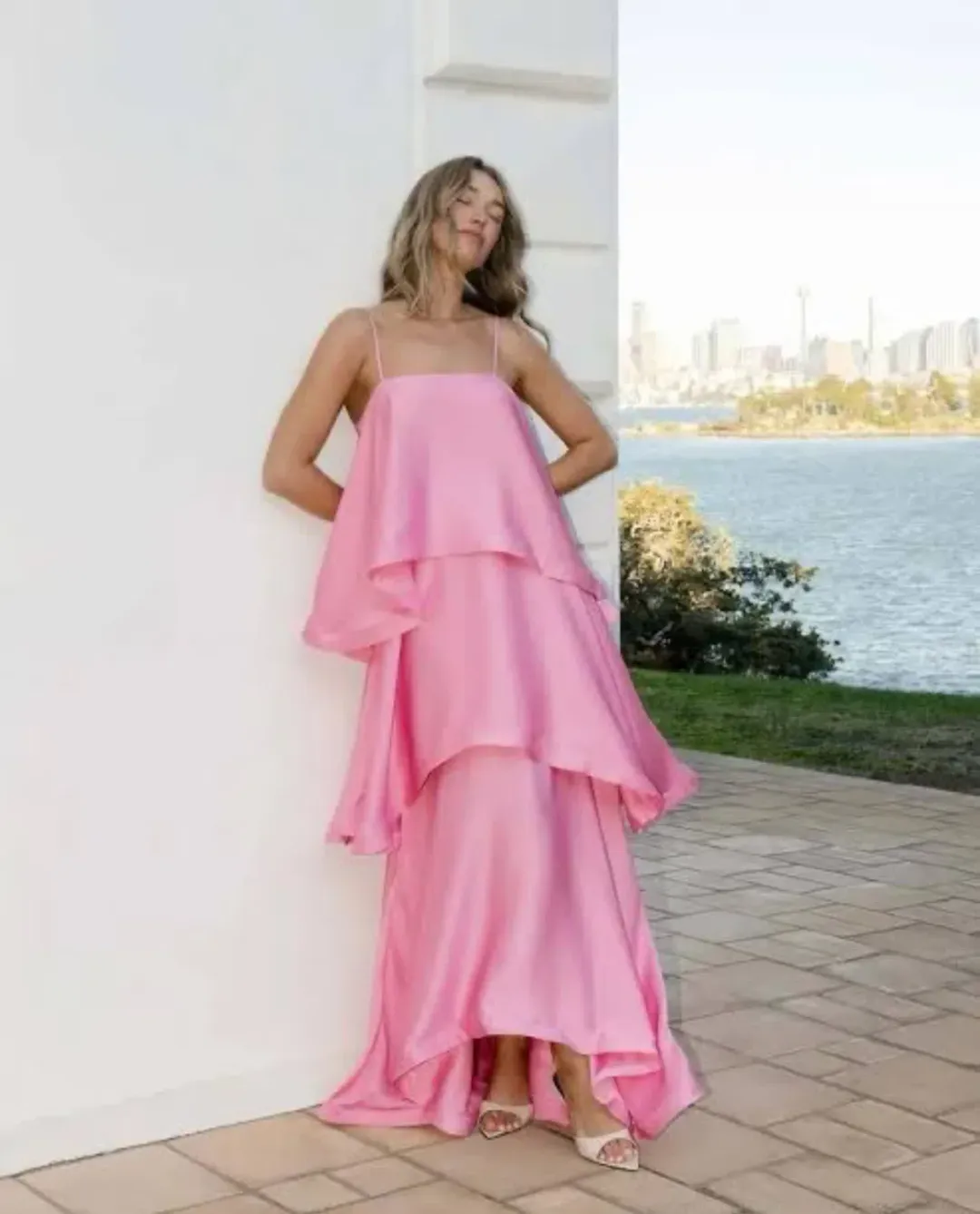 Elliatt Tilly Tiered Maxi Dress Pink Size 10 for rent on The Volte - main image