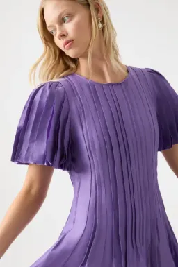Aje Nova Pleated Midi Dress in Deep Violet Size AU 14 for rent on The Volte - image 5