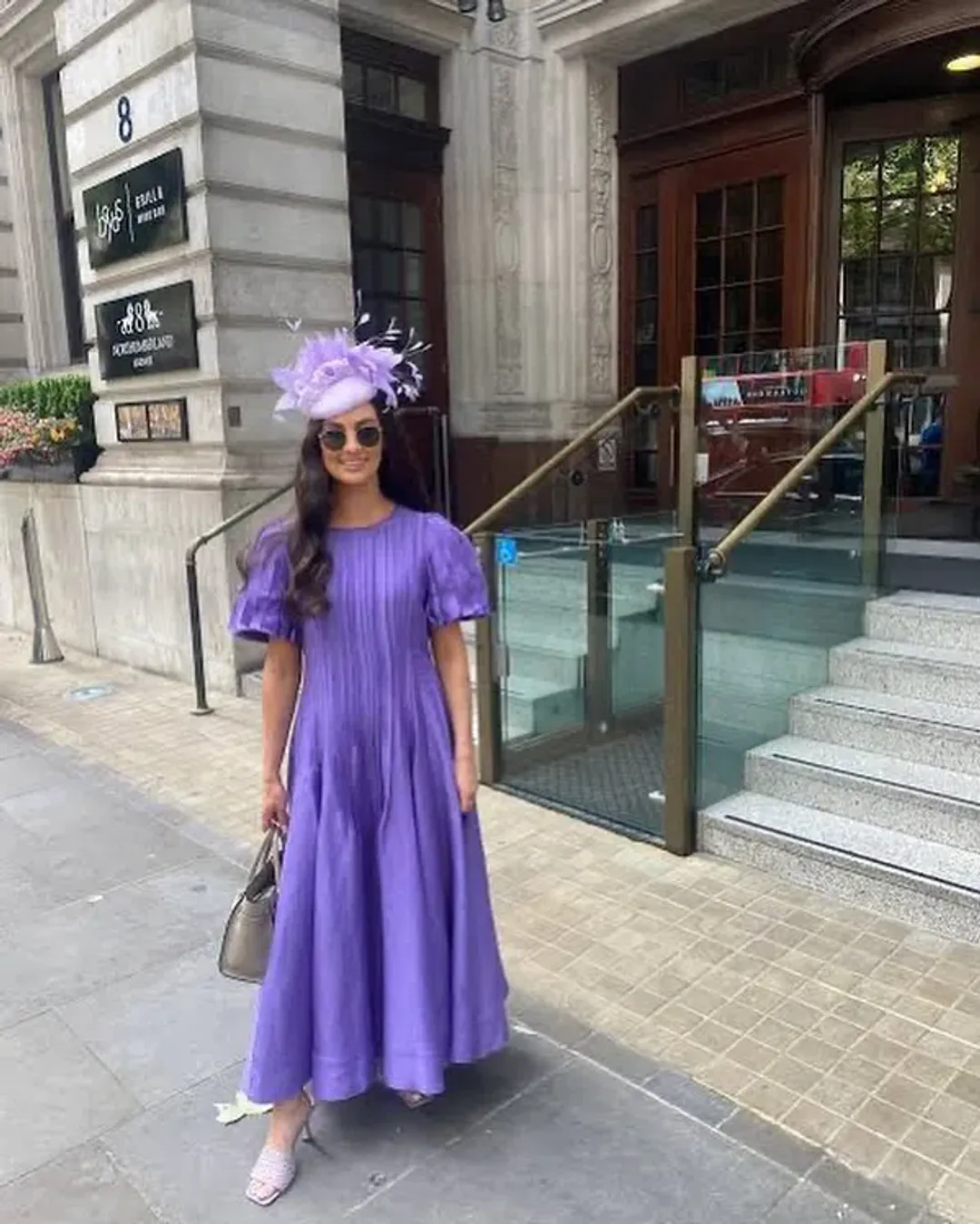 Aje Nova Pleated Midi Dress in Deep Violet Size AU 14 for rent on The Volte - main image