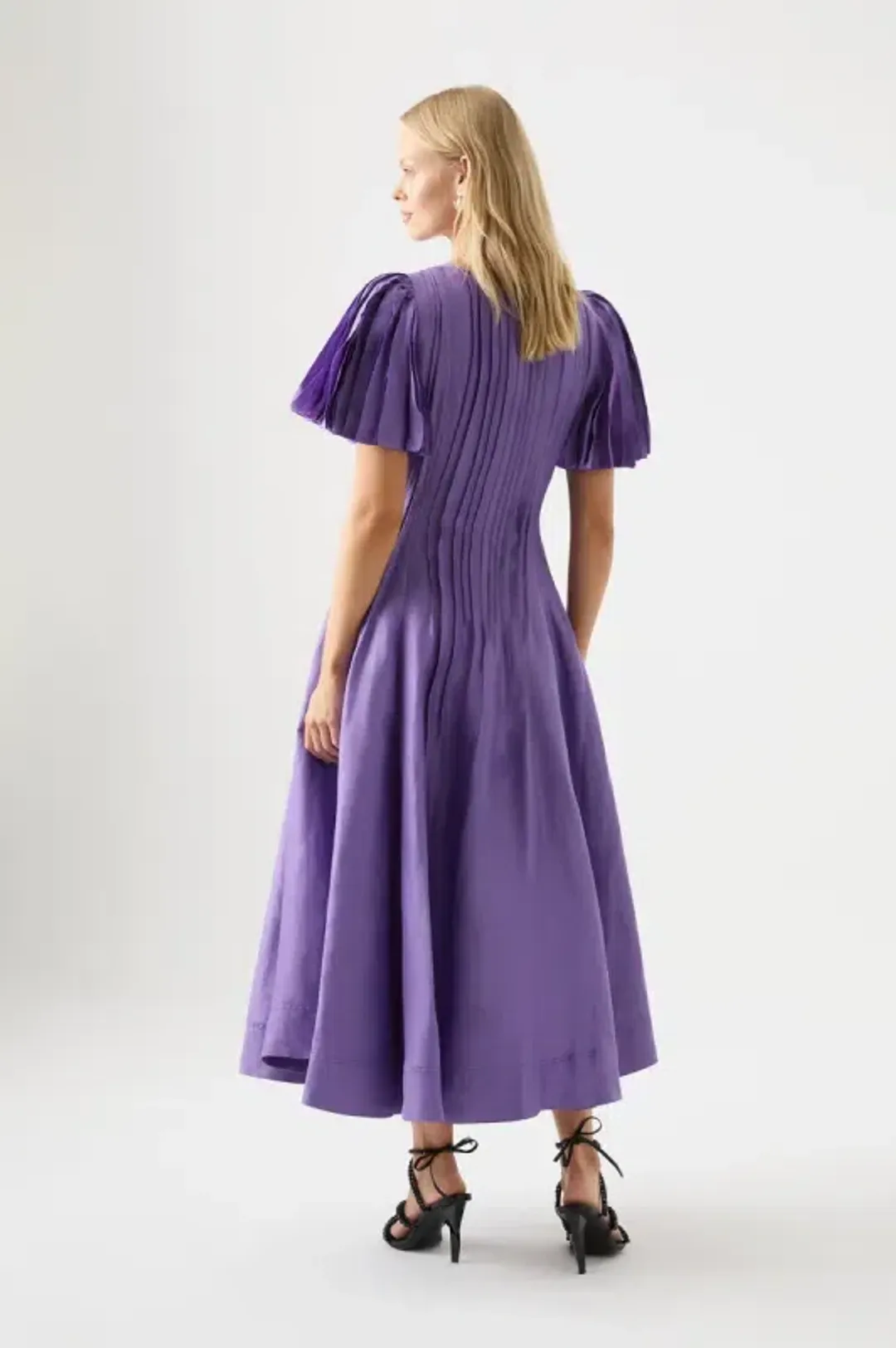 Aje Nova Pleated Midi Dress in Deep Violet Size AU 14 for rent on The Volte - main image