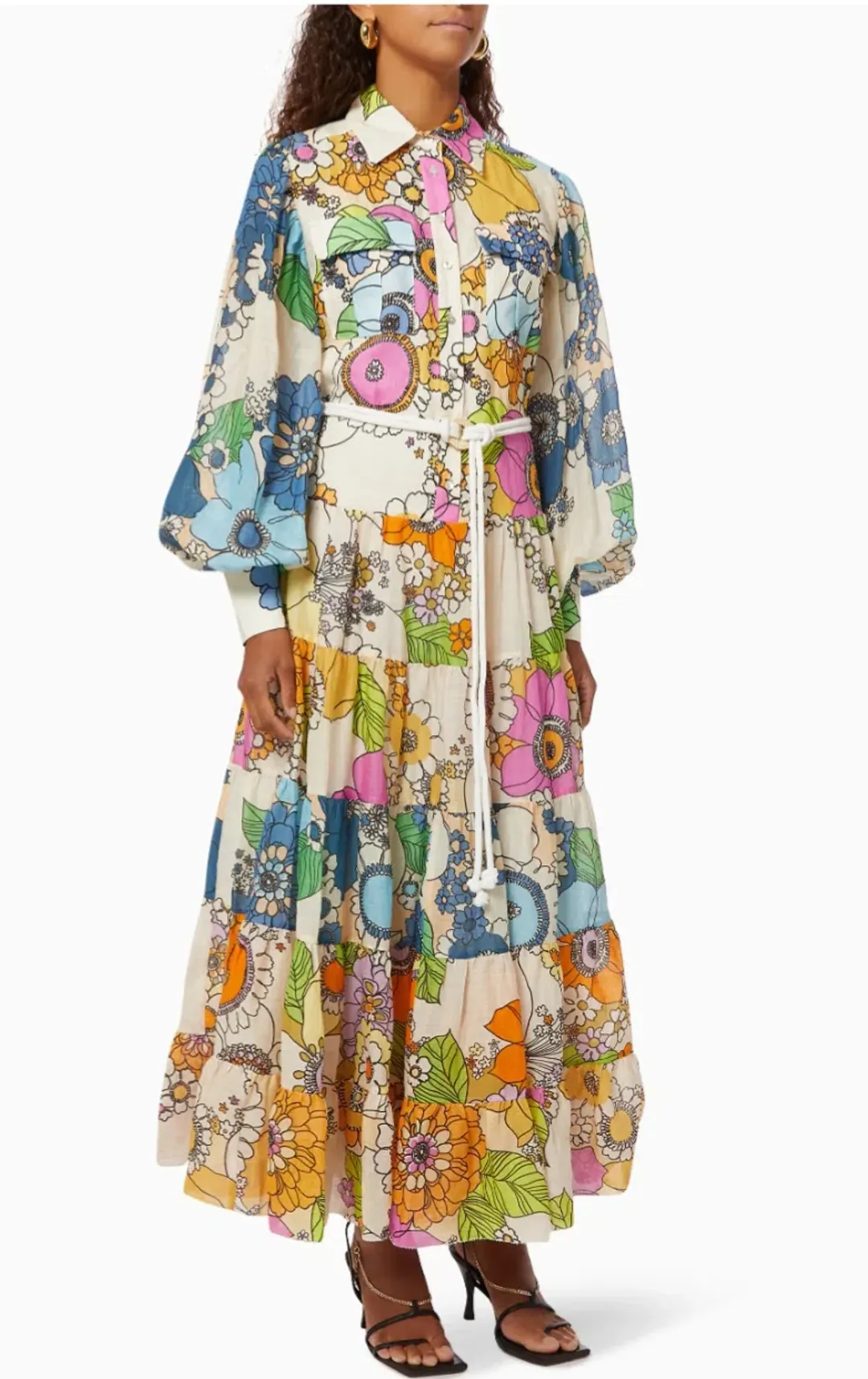 Alemais Farrah Tiered Shirt Dress in Floral Multi Size 8 for rent on The Volte - main image