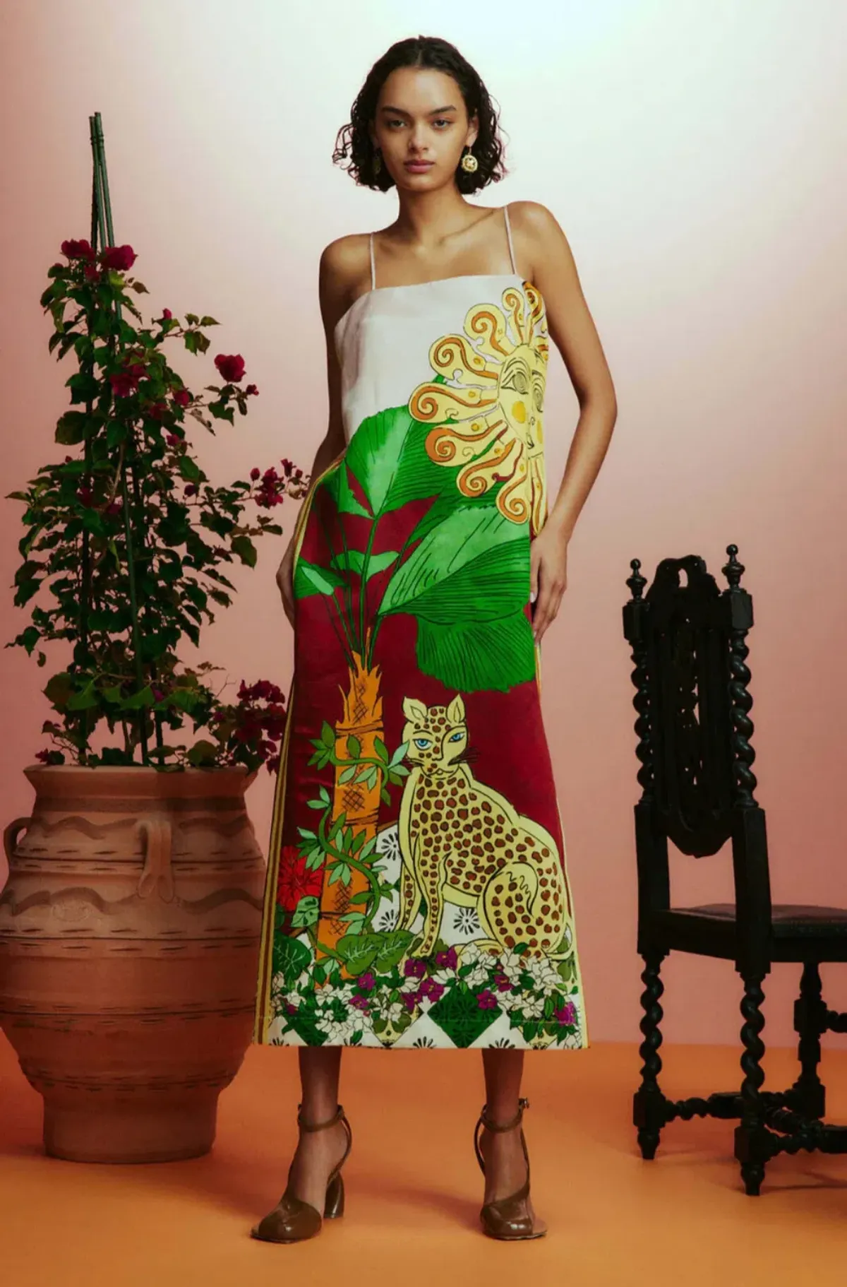 Alemais Tiger Slip Dress in Multi Print Size 12 - Image 1