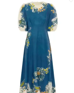 Alemais Luda Midi Dress Blue Floral Size 8 for rent on The Volte - image 4
