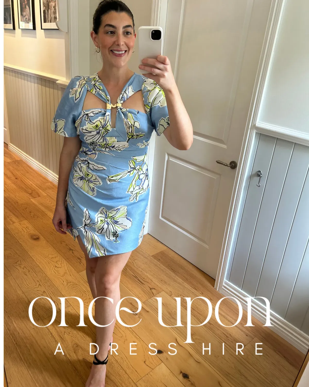 Aje Presence Twisted Mini Dress Blue Hibiscus Size AU 12 - Image 3