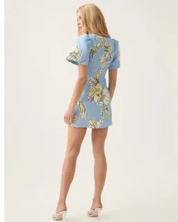 Aje Presence Twisted Mini Dress Blue Hibiscus Size AU 12 for rent on The Volte - image 2