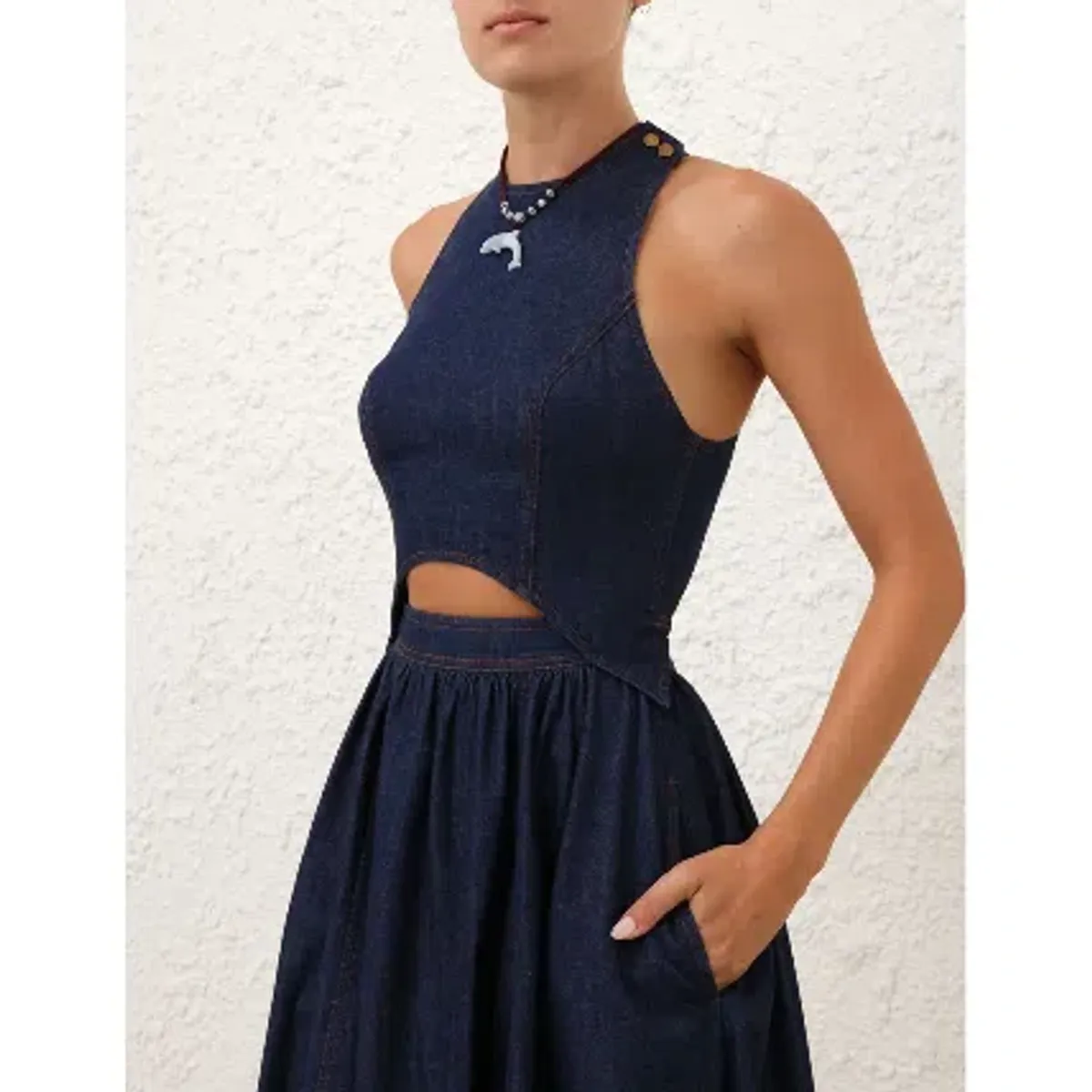 Zimmermann The Denim Racer Dress in Ink - Image 5