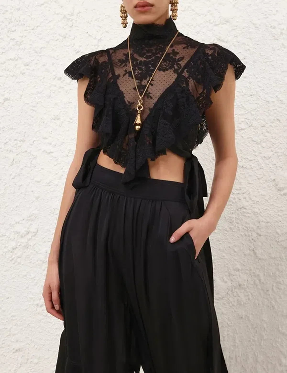 Zimmermann Hypnotic Lace Bodice in Black - Image 2