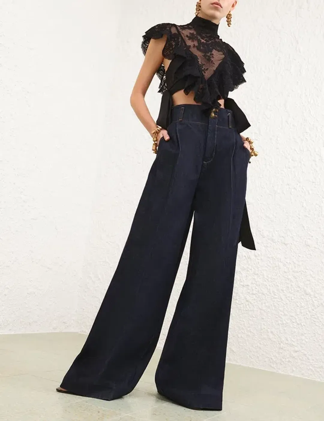 Zimmermann Hypnotic Lace Bodice in Black for rent on The Volte - main image