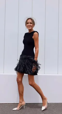 Aje Rushes Raffia Black Mini Dress Size XXS Stretchy Knit for rent on The Volte - image 5