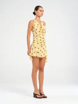 Benni Harlow Halter Mini Dress in Butter Spot Size AU 8 for rent on The Volte - image 2